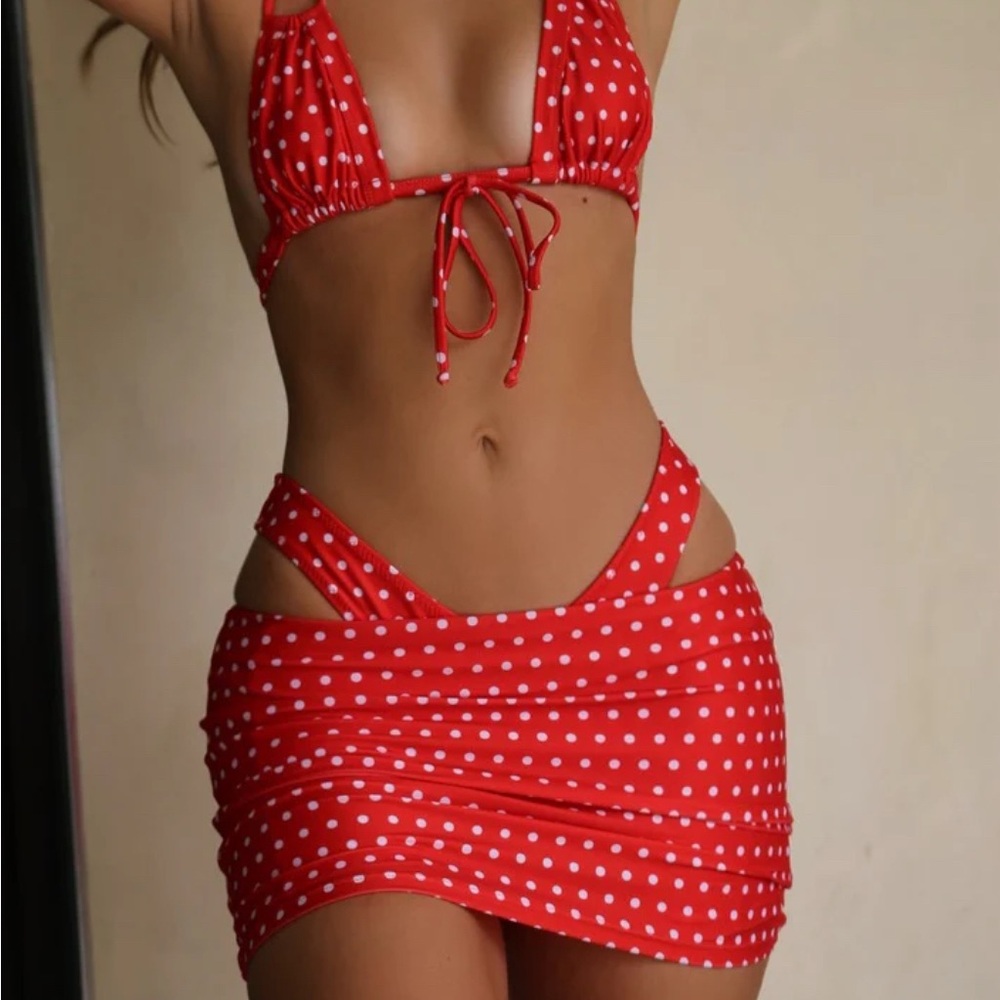 Strawberry Milk Mob Red Polka Dot Swim Skort